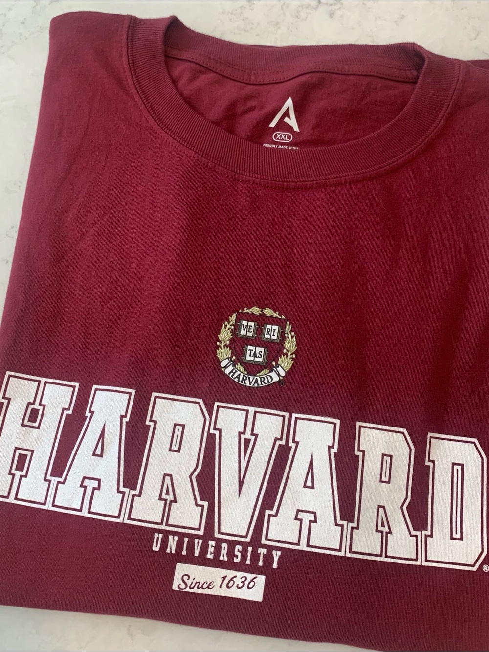 Harvard University Since 1636 Crest Maroon NEW Tee Shirt Unisex XXL  100% Cotton